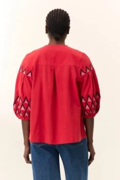 LEON & HARPER Blouse Cacia Alpha -LEON & HARPER Shop BLOUSE CACIA ALPHA RED 3