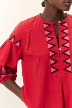 LEON & HARPER Blouse Cacia Alpha -LEON & HARPER Shop BLOUSE CACIA ALPHA RED 4