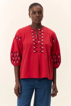 LEON & HARPER Blouse Cacia Alpha -LEON & HARPER Shop BLOUSE CACIA ALPHA RED 5