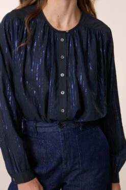 LEON & HARPER Blouse Cake Stripe -LEON & HARPER Shop BLOUSE CAKE STRIPE BLUE 3