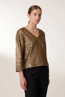 LEON & HARPER Blouse Cassy PLN -LEON & HARPER Shop BLOUSE CASSY PLN GOLD 3
