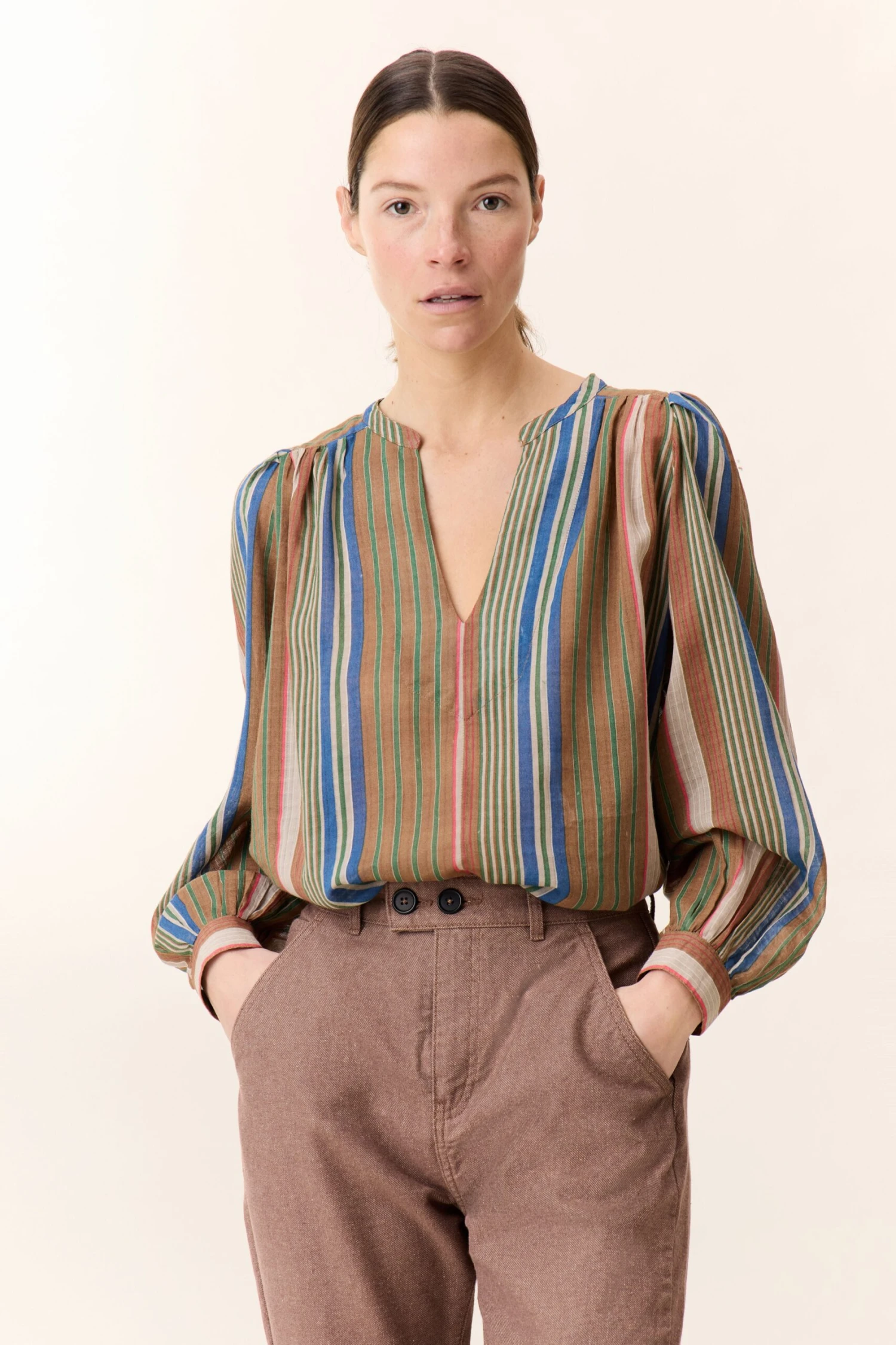 LEON & HARPER Blouse Chleo Strp 1 LEON & HARPER Blouse Chleo Strp