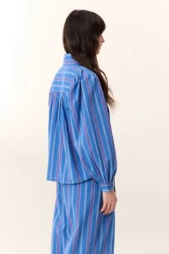 LEON & HARPER Blouse Cilian Strp 8 LEON & HARPER Blouse Cilian Strp -LEON & HARPER Shop BLOUSE CILIAN STRP BLUE 3