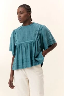 LEON & HARPER Blouse Clive Pint 8 LEON & HARPER Blouse Clive Pint -LEON & HARPER Shop BLOUSE CLIVE PINT PETROL 4