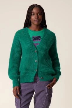 LEON & HARPER Cardigan Manou PLN 8 LEON & HARPER Cardigan Manou PLN -LEON & HARPER Shop CARDIGAN MANOU PLN GREEN 4