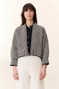 LEON & HARPER Cardigan Marvela Strp 15 LEON & HARPER Cardigan Marvela Strp -LEON & HARPER Shop CARDIGAN MARVELA STRP BLACK 6