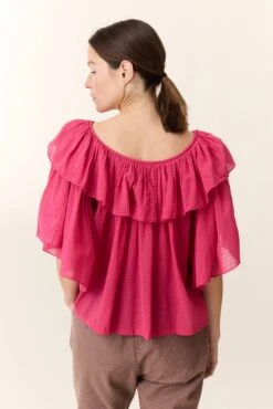 LEON & HARPER Chemise Casey Plain -LEON & HARPER Shop CHEMISE CASEY PLAIN BERRY 3