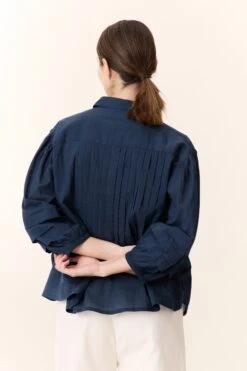 LEON & HARPER Chemise Chimi Pleat -LEON & HARPER Shop CHEMISE CHIMI PLEAT BLACK IRIS 3