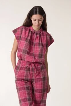 LEON & HARPER Chemise Cotta Strght -LEON & HARPER Shop CHEMISE COTTA STRGHT RED 5