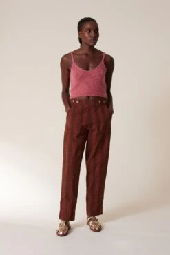 LEON & HARPER Pantalon Perla Matelas -LEON & HARPER Shop PANTALON PERLA MATELAS BROWN 4