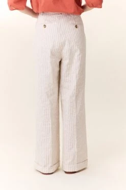 LEON & HARPER Pantalon Popsi Strp -LEON & HARPER Shop PANTALON POPSI STRP OFF WHITE 3