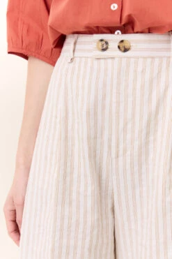 LEON & HARPER Pantalon Popsi Strp -LEON & HARPER Shop PANTALON POPSI STRP OFF WHITE 4