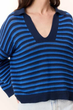 LEON & HARPER Polo Moonia Strp -LEON & HARPER Shop POLO MOONIA STRP NAVY 4