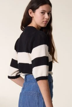 LEON & HARPER Pull Maan Mix -LEON & HARPER Shop PULL MAAN MIX BLACK 3