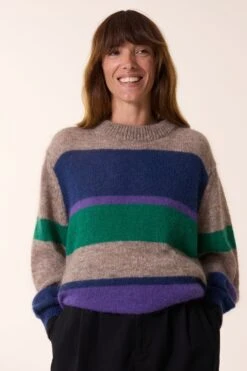 LEON & HARPER Pull Madra Stripe -LEON & HARPER Shop PULL MADRA STRIPE BEIGE 1