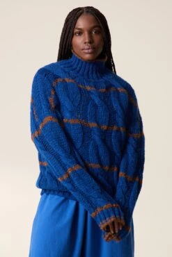 LEON & HARPER Pull Melodie Stripe -LEON & HARPER Shop PULL MELODIE STRIPE BLUE 2