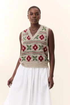 LEON & HARPER Pull Mundo Flower -LEON & HARPER Shop PULL MUNDO FLOWER BEIGE 4