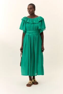 LEON & HARPER Robe Raeya Plain -LEON & HARPER Shop ROBE RAEYA PLAIN GREEN 5 1