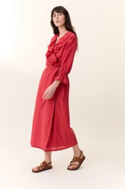 LEON & HARPER Robe Reem Plain -LEON & HARPER Shop ROBE REEM PLAIN RED 5