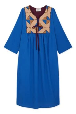 LEON & HARPER Robe Rom Losange -LEON & HARPER Shop ROBE ROM LOSANGE BLUE 10