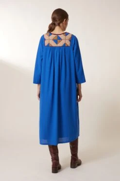 LEON & HARPER Robe Rom Losange -LEON & HARPER Shop ROBE ROM LOSANGE BLUE 3