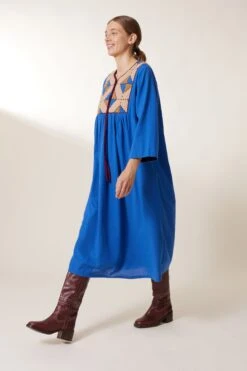 LEON & HARPER Robe Rom Losange -LEON & HARPER Shop ROBE ROM LOSANGE BLUE 4