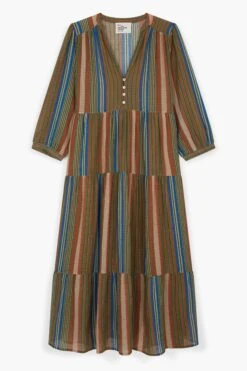 LEON & HARPER Robe Rozela Strp 11 LEON & HARPER Robe Rozela Strp -LEON & HARPER Shop ROBE ROZELA STRP BLUE 10 1