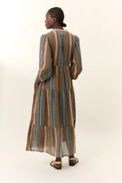 LEON & HARPER Robe Rozela Strp 8 LEON & HARPER Robe Rozela Strp -LEON & HARPER Shop ROBE ROZELA STRP BLUE 3 1