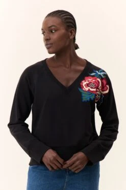 LEON & HARPER Sweat Shavi Flowers -LEON & HARPER Shop SWEAT SHAVI FLOWERS CARBONE 4