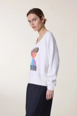 LEON & HARPER Sweat Shiva Vibes -LEON & HARPER Shop SWEAT SHIVA VIBES WHITE 3