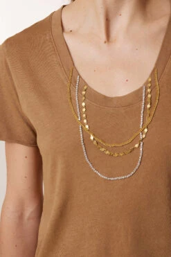 LEON & HARPER T-shirt Tizia Diamond -LEON & HARPER Shop T SHIRT TIZIA DIAMOND CAMEL 4