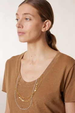 LEON & HARPER T-shirt Tizia Diamond -LEON & HARPER Shop T SHIRT TIZIA DIAMOND CAMEL 5