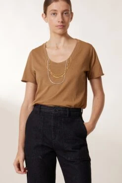 LEON & HARPER T-shirt Tizia Diamond -LEON & HARPER Shop T SHIRT TIZIA DIAMOND CAMEL 6