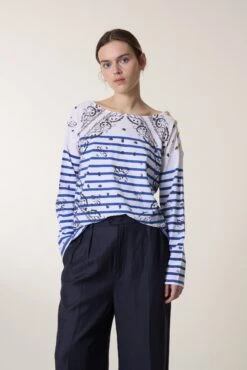 LEON & HARPER Tshirt Thilla Paisley -LEON & HARPER Shop TSHIRT THILLA PAISLEY BLUE 4