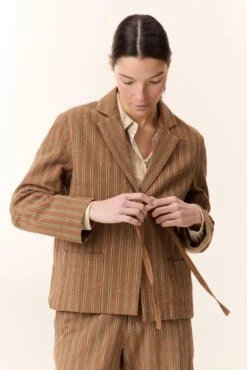 LEON & HARPER Veste Vela Strp -LEON & HARPER Shop VESTE VELA STRP BROWN 3